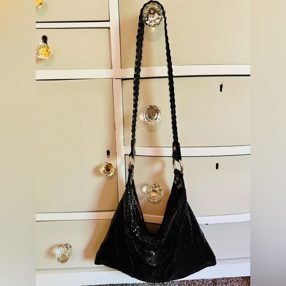 Vintage Black Mesh WHITING DAVIS Hand Bag Purse - Picture 3 of 17